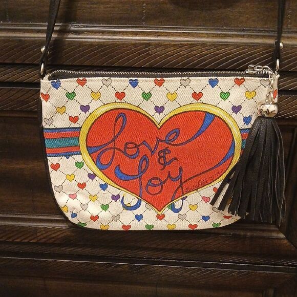 Brighton Red and Blue Crossbody Bag with Heart Design - Picture 1 of 4